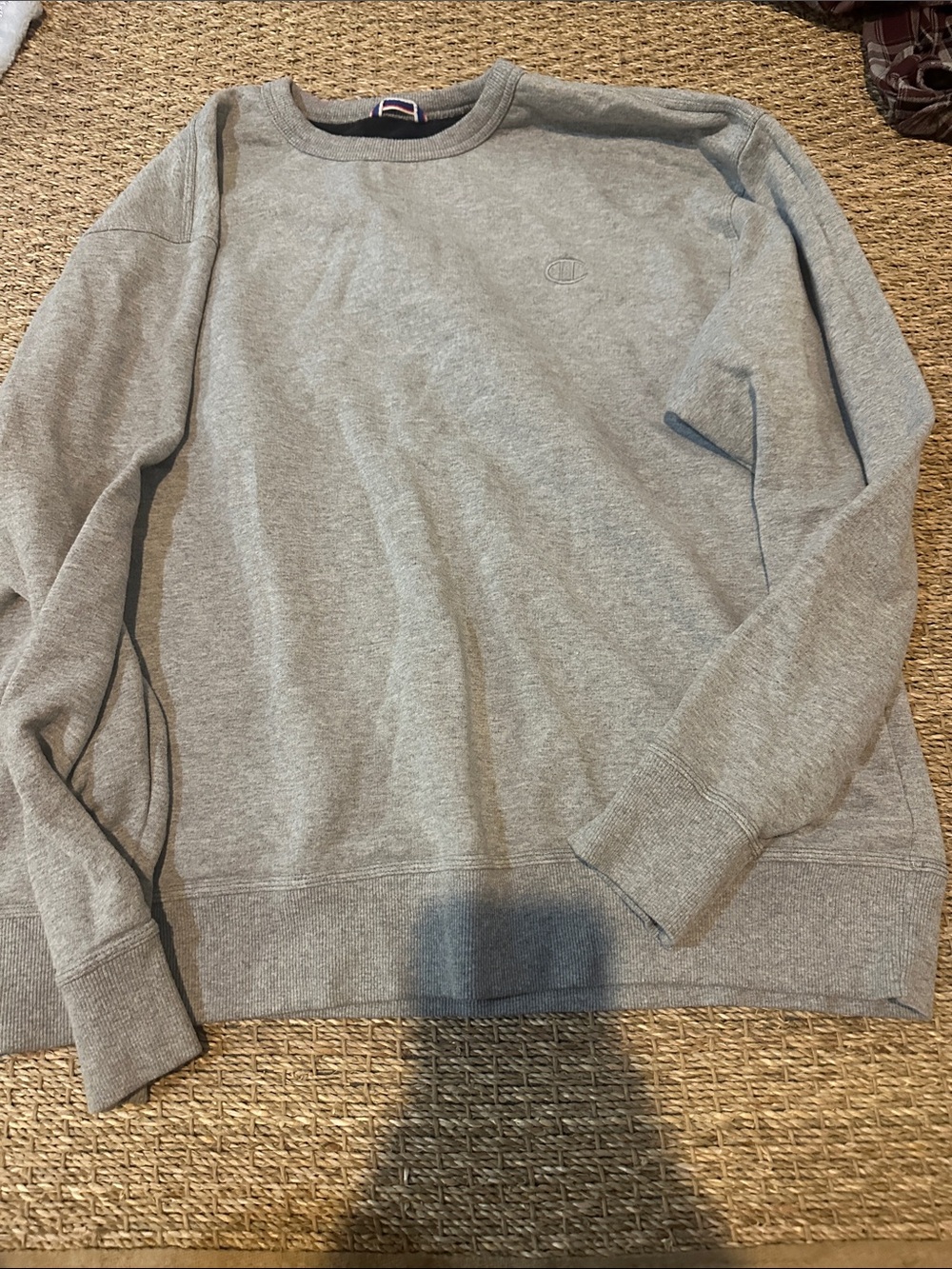 Champion Embroidered Logo Light Gray Crew Sweatshirt
